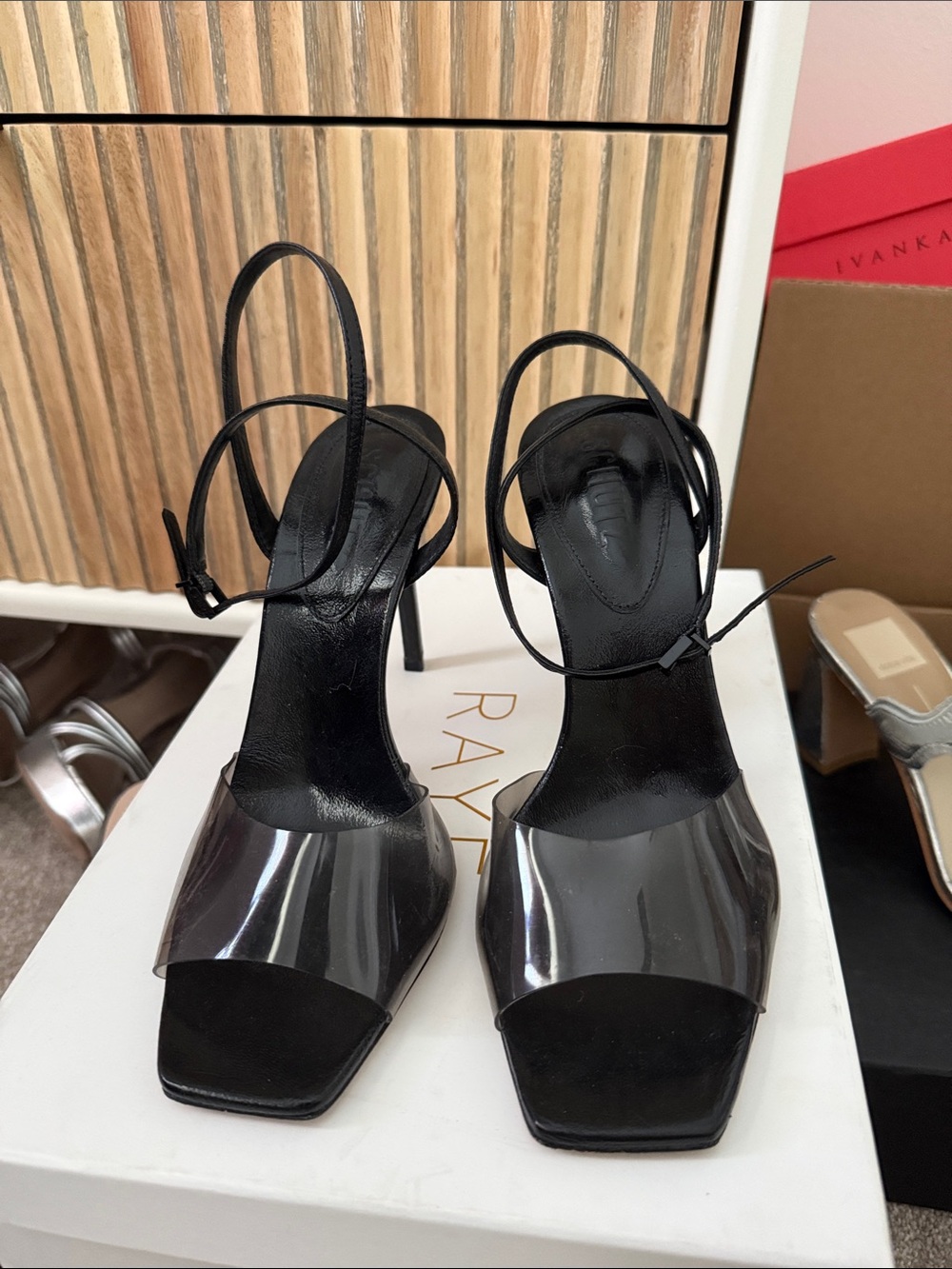 Schutz Black Clear-Strap Heels - sz 8